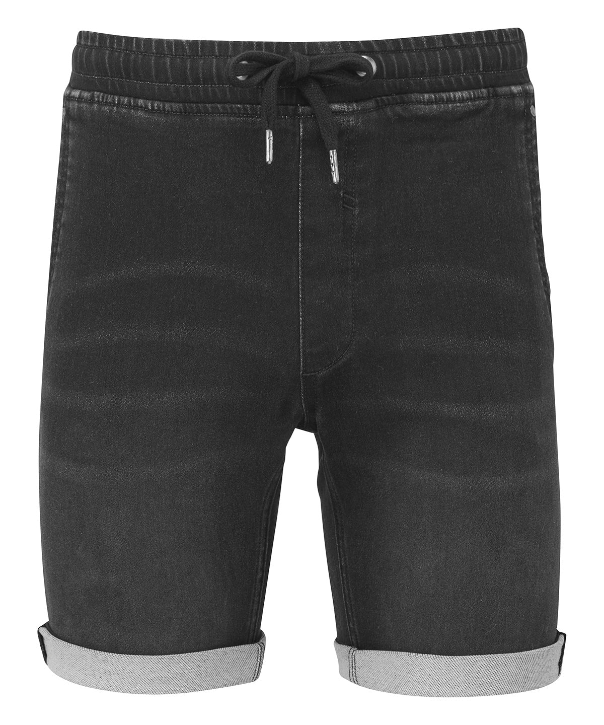 Mens denim drawstring shorts | black