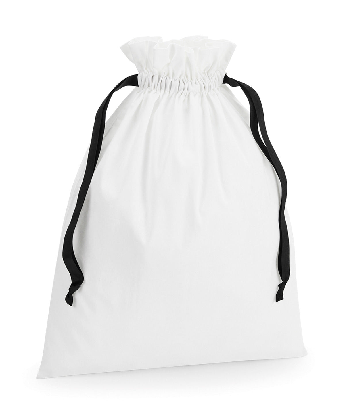 Cotton gift bag with ribbon drawstring | soft white/black