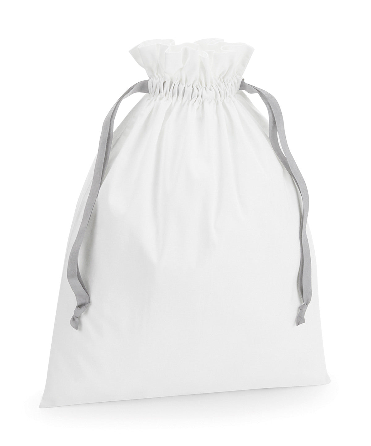 Cotton gift bag with ribbon drawstring | soft white/light grey