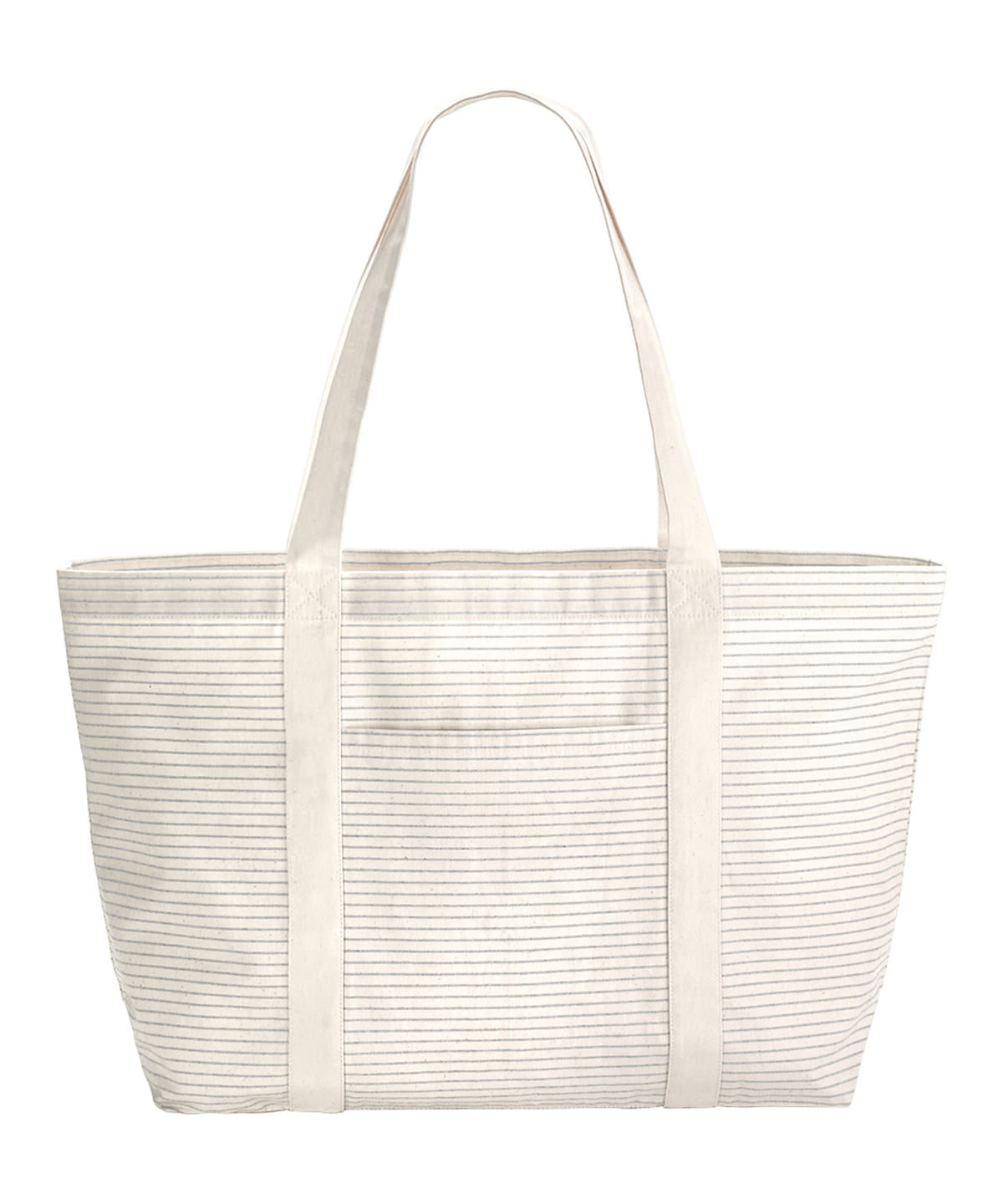 Striped organic cotton shopper | grey/stripe