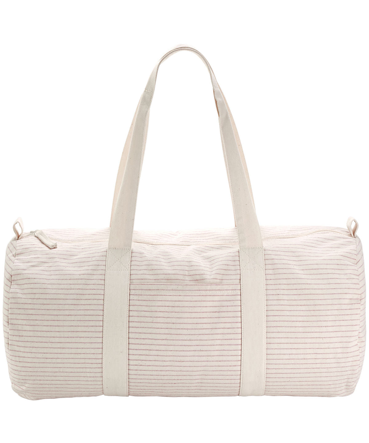 Striped organic cotton barrel bag | Red/Stripe