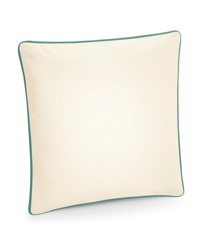 Fairtrade cotton piped cushion cover | natural/sage green