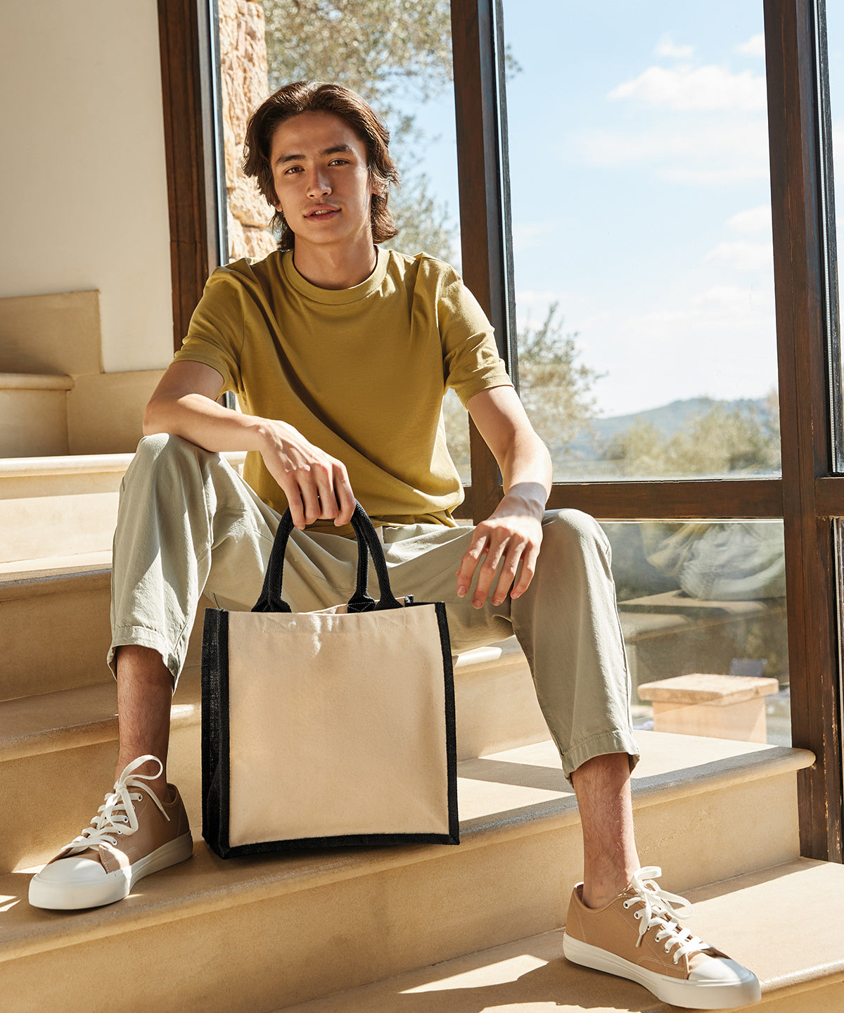 Printers midi jute tote | Apple Green