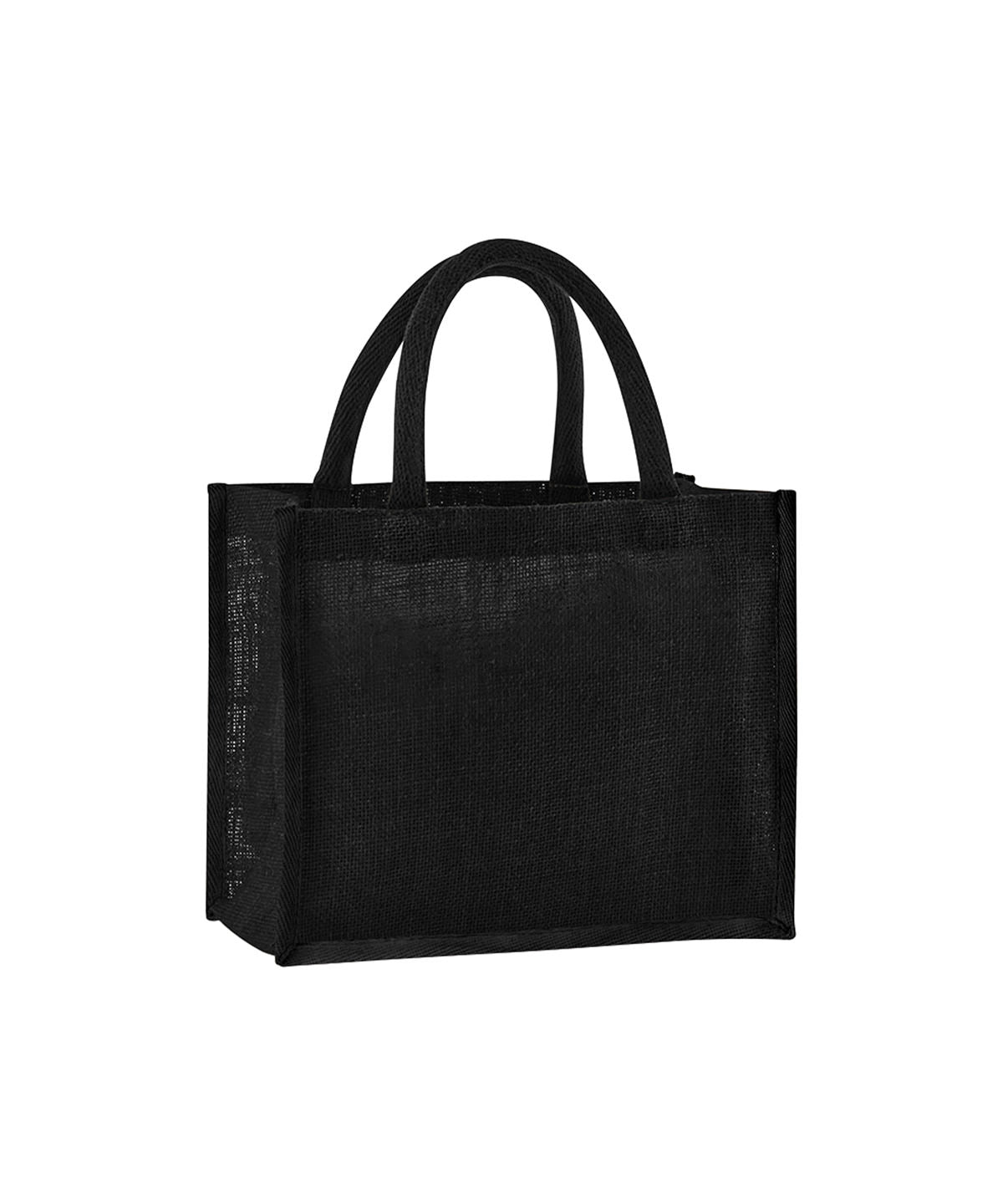 Natural starched jute midi tote | Black/Black