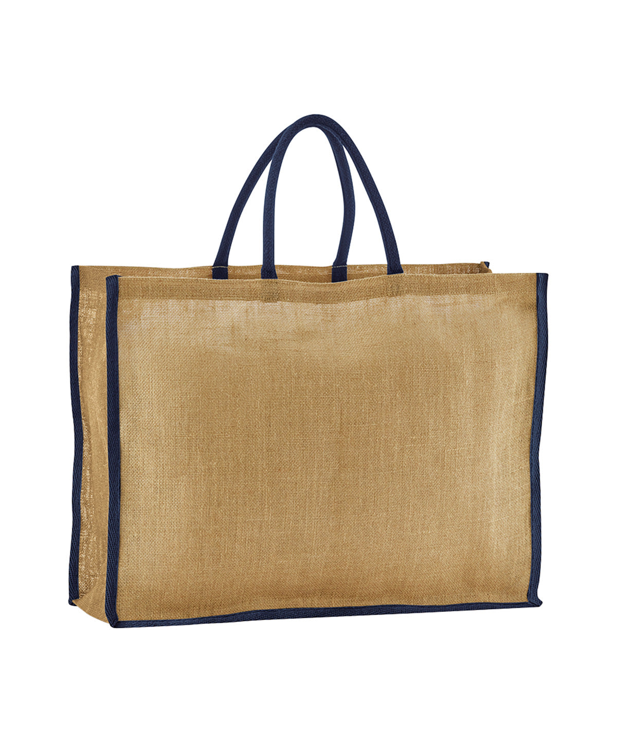 Natural starched jute market shopper | natural/navy