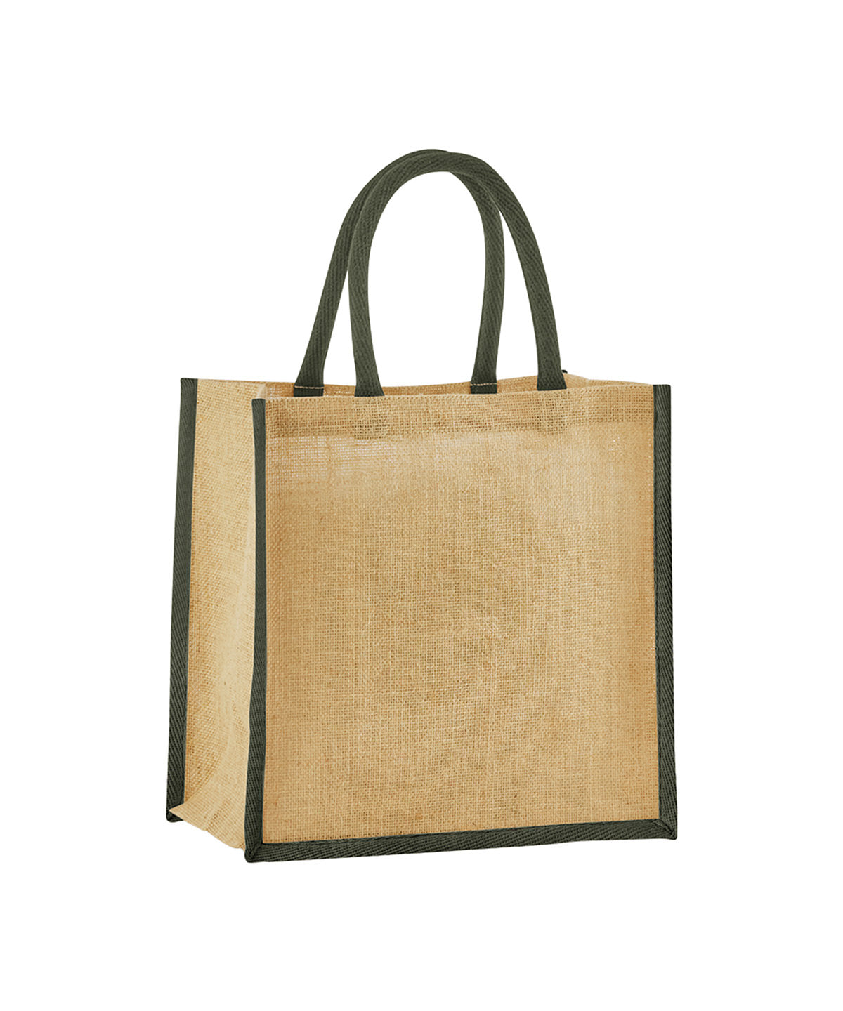 Natural starched jute mini gift bag | natural/olive green