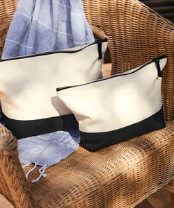 Dipped base canvas accessory bag | natural/black