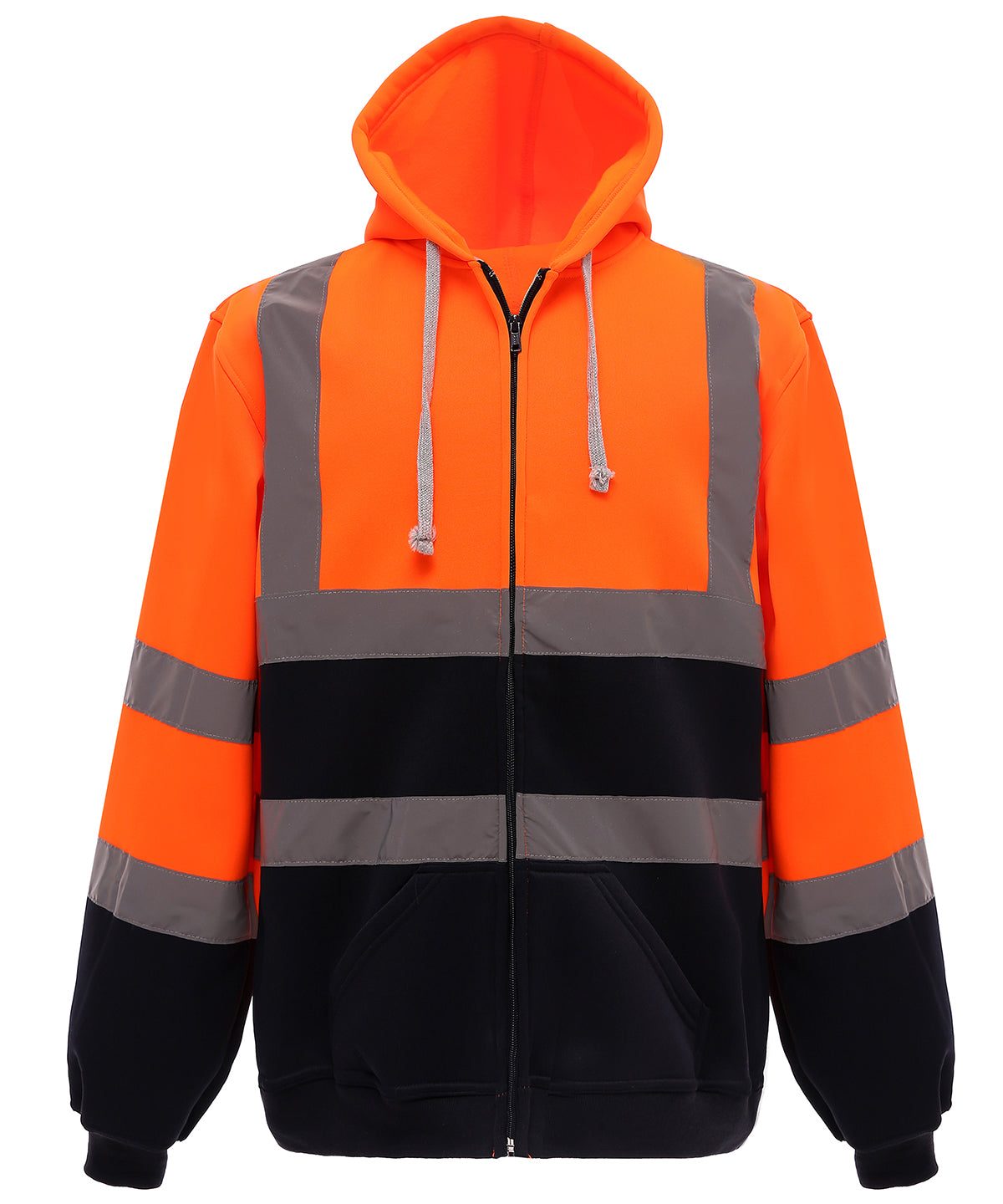 Hi-vis zip hoodie (HVK07) | Orange/Navy