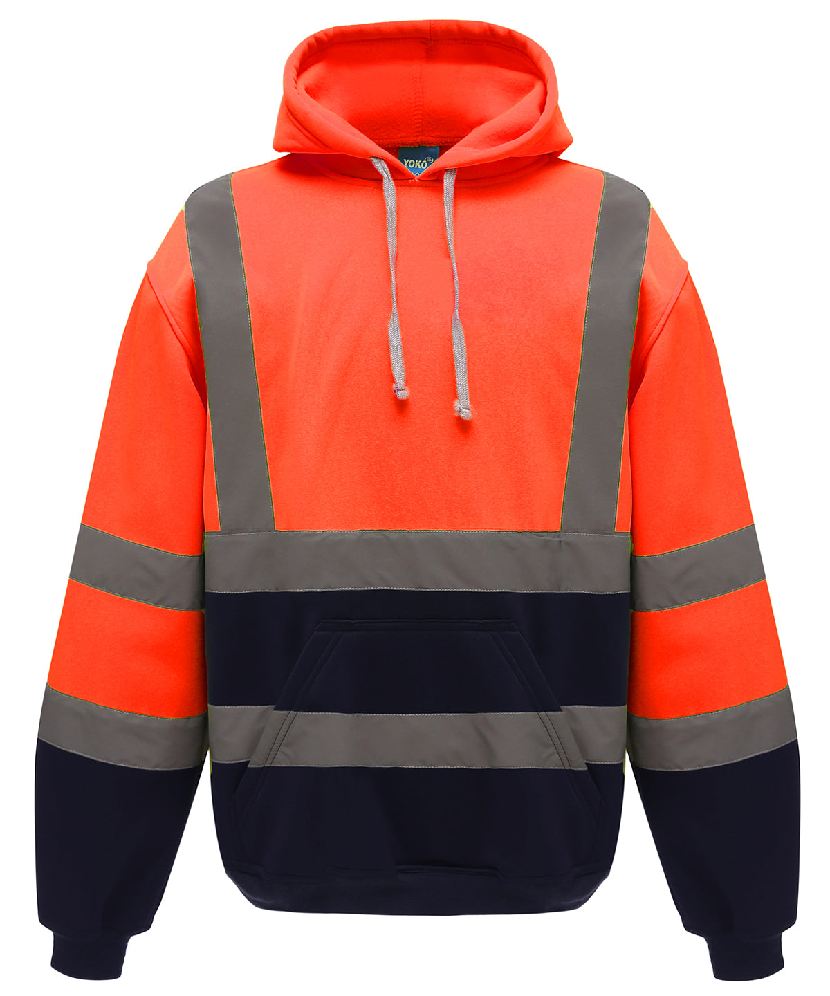 Hi-vis pull-over hoodie (HVK05) | orange/navy