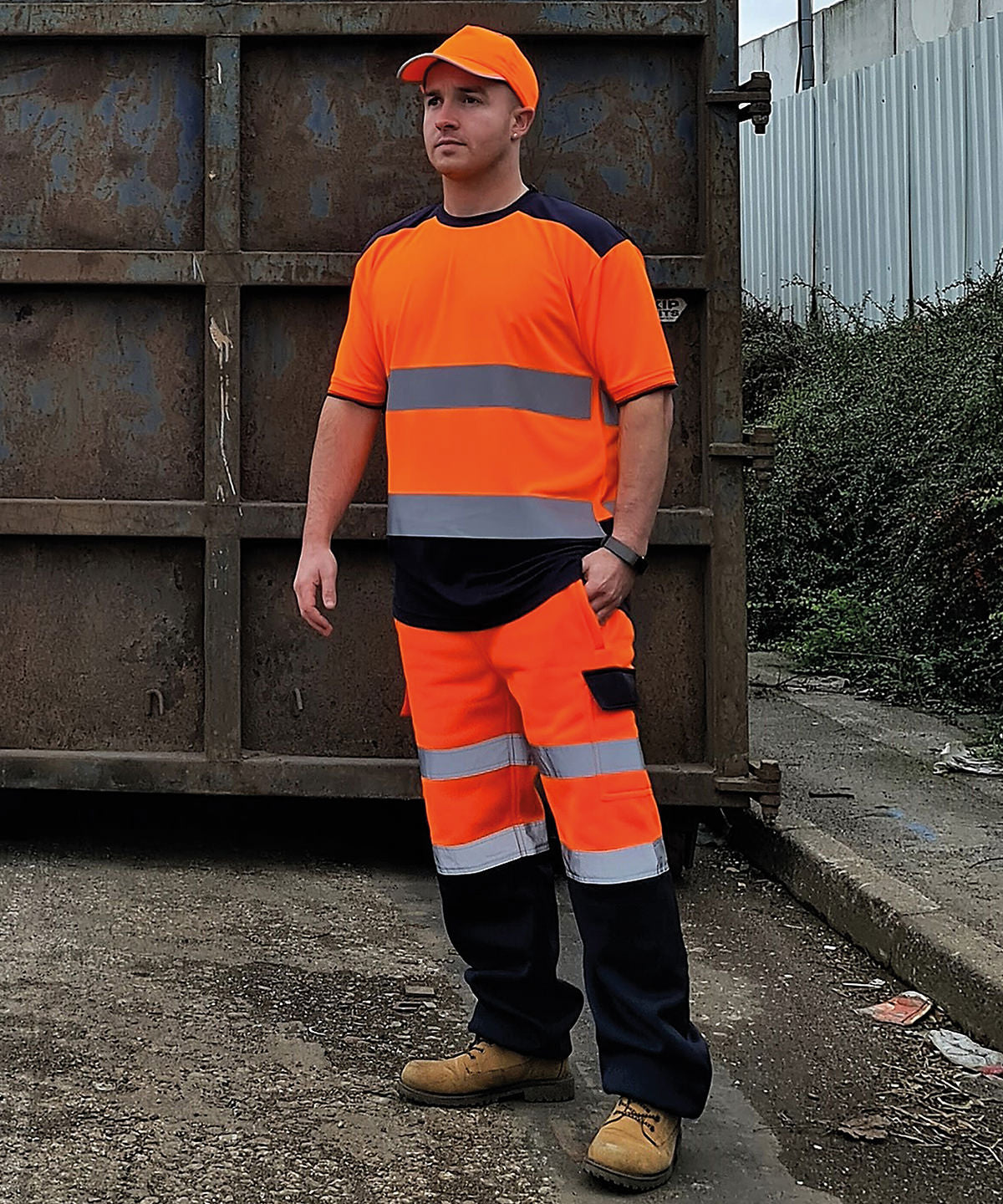 Hi-vis two-tone t-shirt (HVJ400) | yellow/navy