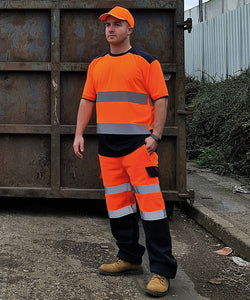 Hi-vis two-tone t-shirt (HVJ400) | yellow/navy