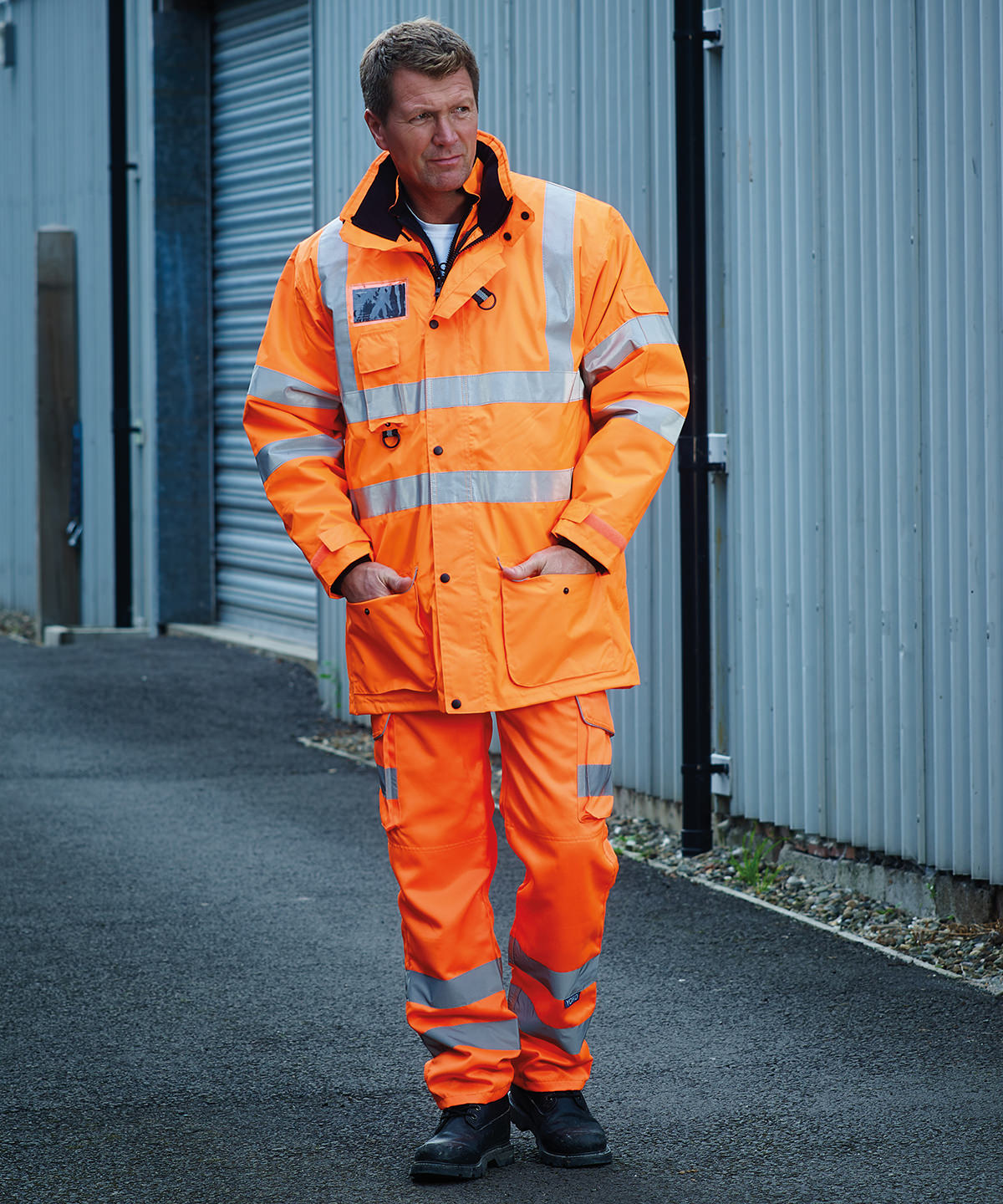 Hi-vis polycotton cargo trousers with kneepad pockets (HV018T/3M) | black