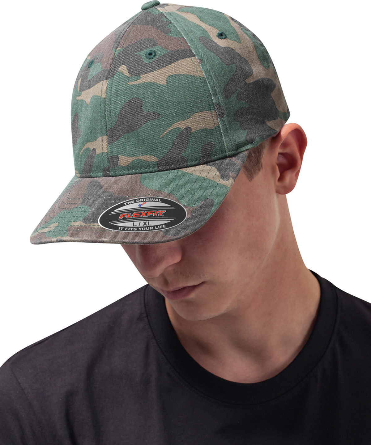 Flexfit garment washed camo (6977CA) | green camo