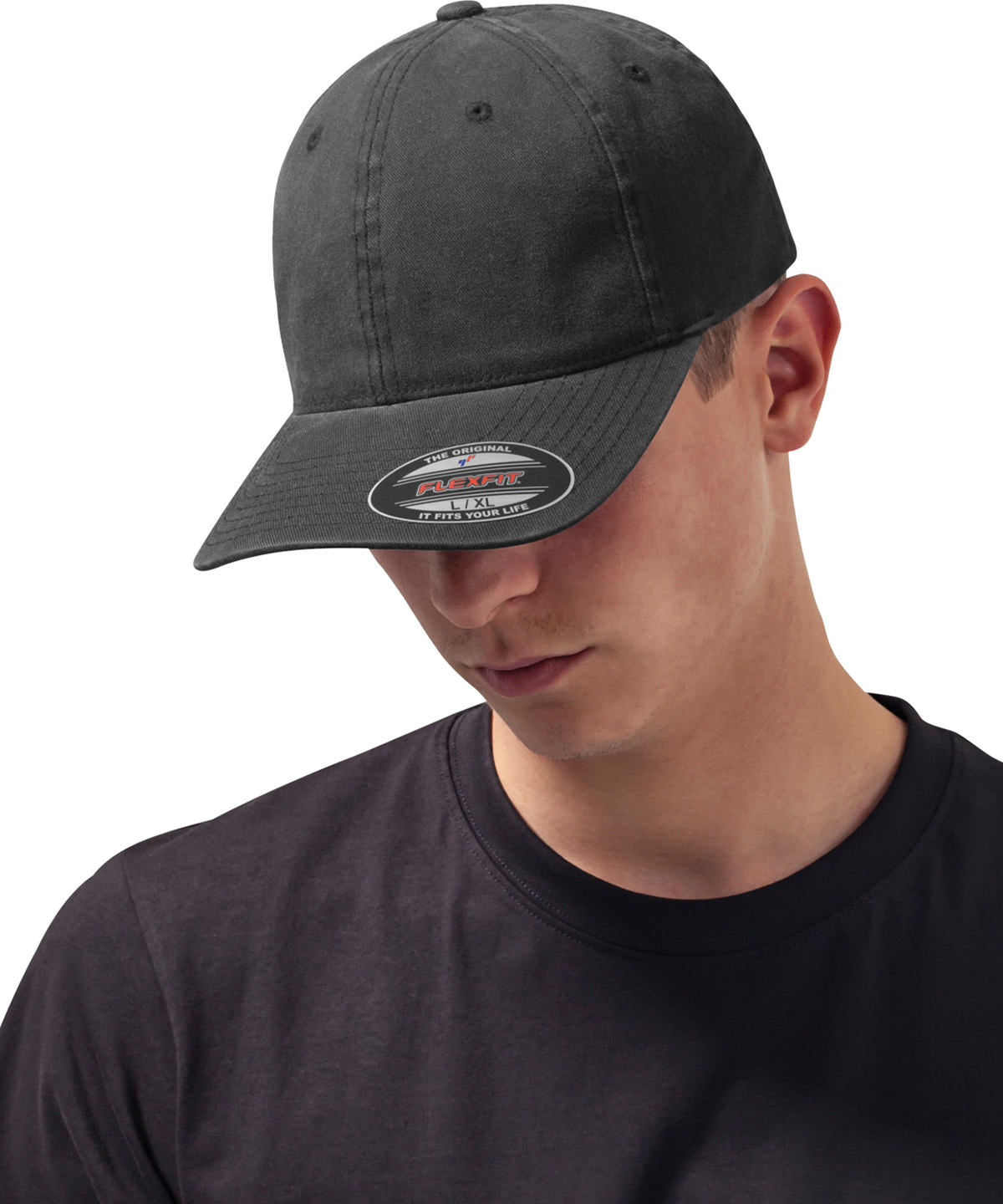 Flexfit garment washed cotton dad hat (6997) | black