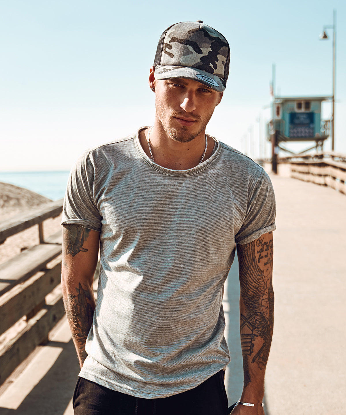 Camo trucker cap (6606C) | wood camo/black