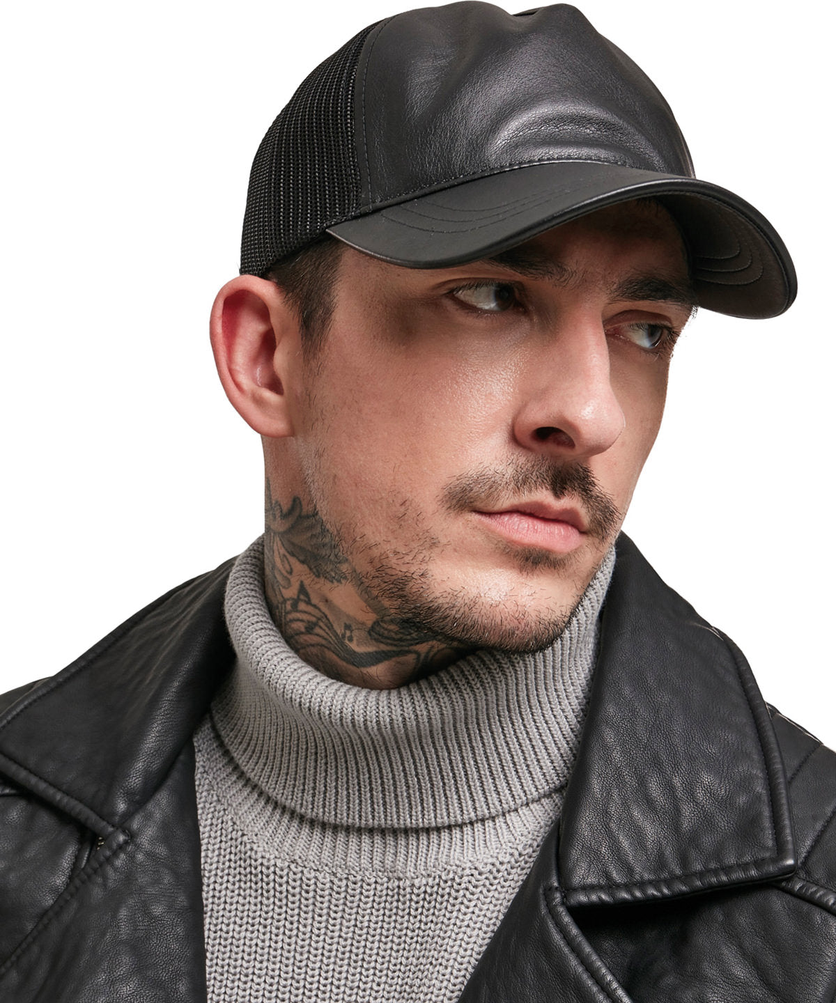 Leather trucker | maroon/black