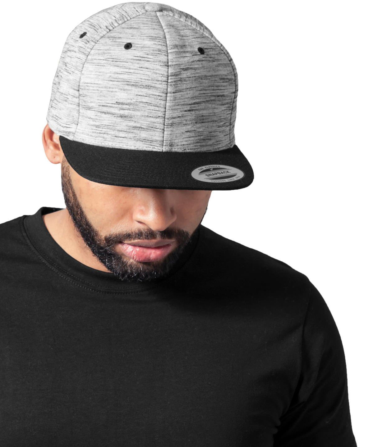 Stripes melange crown snapback (6089SC) | black/grey