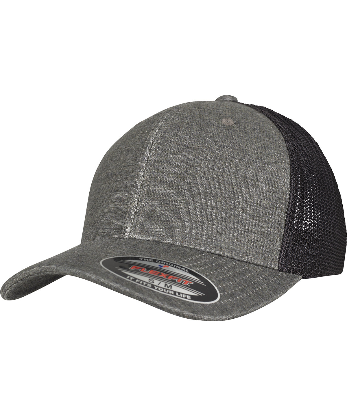 Retro trucker melange cap (6511M) | khaki/black mesh
