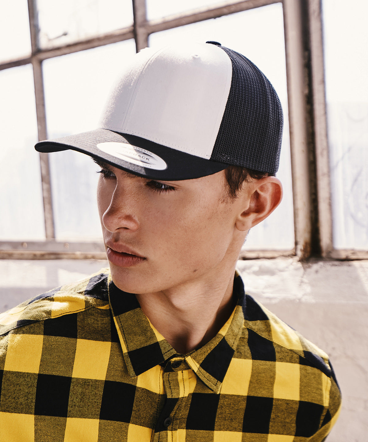 Retro trucker coloured front (6606CF) | black/white/black