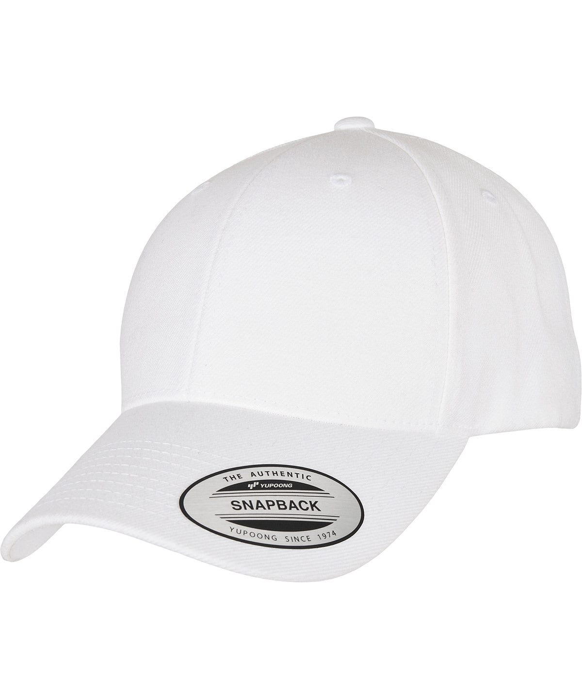 Premium curved visor snapback cap (6789M) | white