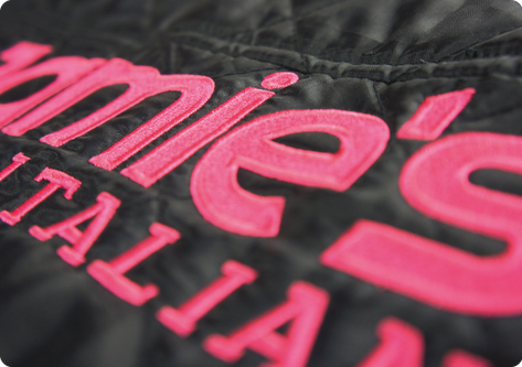 Exquisite Dining Experience: Vibrant Pink Jacket Embroidery for Jamie's Italian Restaurant, Adding a Splash of Flair